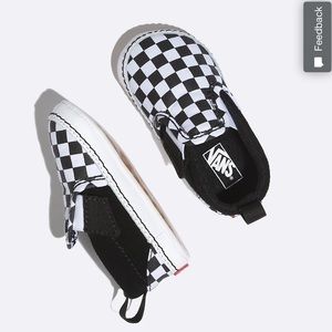 NWT Infant Checkered Slip On V Crib Shoe Black & White